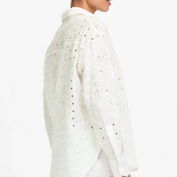 Madewell Embroidered Oversized Button-Up Shirt Size Small - Picture 2 of 11